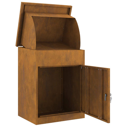 Paketbox med dörr Rostig 47,5 x 38 x 59 cm Väderbeständig stål