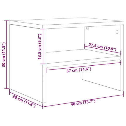 Nattduksbord 2 pcs Svart ek 40 x 40 x 30 cm Konstruerat trä