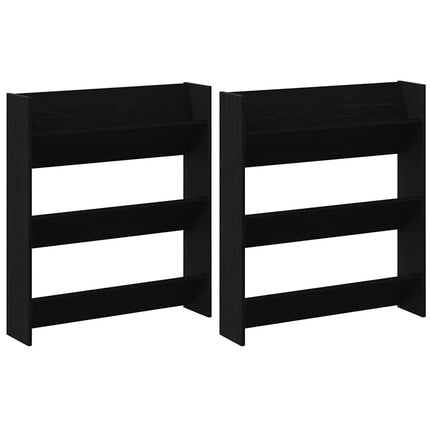 Skoskåp 2 pcs Svart Ek 86 x 18 x 90 cm Konstruerat trä