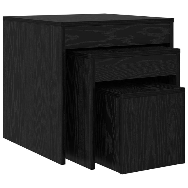 Kaffeebord 3 st Svart Ek 45 x 45 x 45 cm Konstruerat trä