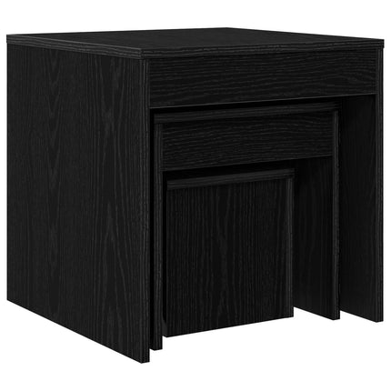 Kaffeebord 3 pcs Svart Ek Konstruerat trä