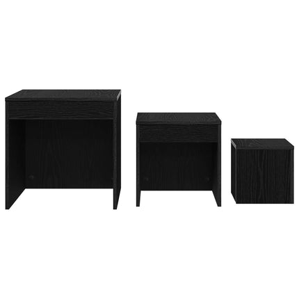 Kaffeebord 3 pcs Svart Ek Konstruerat trä