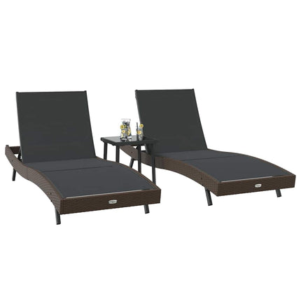 Solstol 3 pcs Brun 197 x 70 x 82 cm konstrotting
