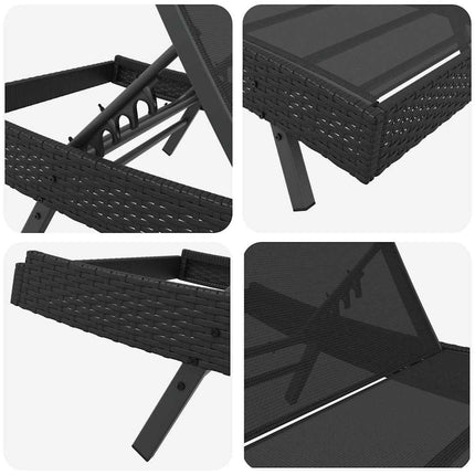 Solstol 3 pcs Svart 197 x 70 x 82 cm konstrotting