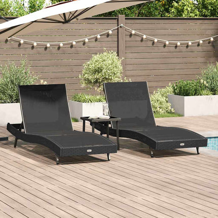 Solstol 3 pcs Svart 197 x 70 x 82 cm konstrotting