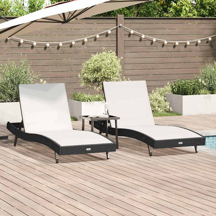 Solstol 3 pcs Svart och Vitt 197 x 70 x 82 cm konstrotting