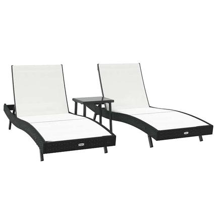 Solstol 3 pcs Svart och Vitt 197 x 70 x 82 cm konstrotting