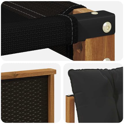 Utomhussoffset med kudde 3 pcs Naturlig och svart