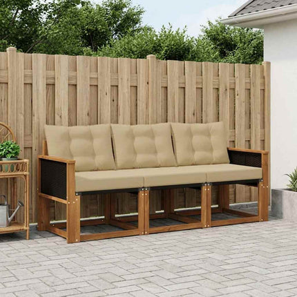 Utomhussoffset med kudde 3 pcs Naturlig och Beige