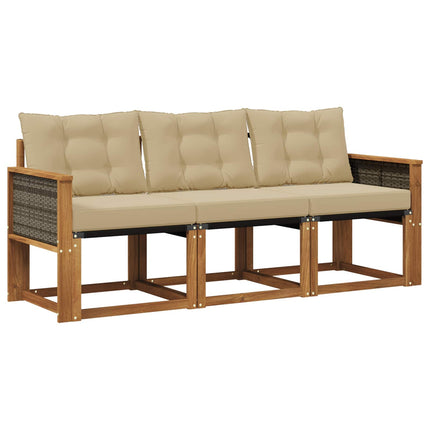 Utomhussoffset med kudde 3 pcs Naturlig och Beige