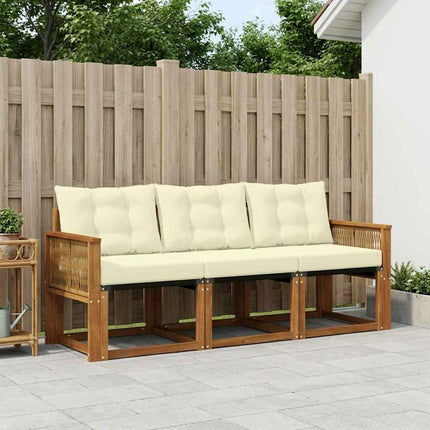 Utomhussoffset med kudde 3 pcs Naturlig och Grädde