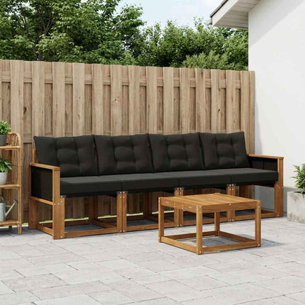 Utomhussoffset med kudde 5 pcs Naturlig och svart