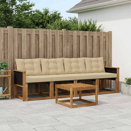 Utomhussoffset med kudde 5 pcs Naturlig och Beige
