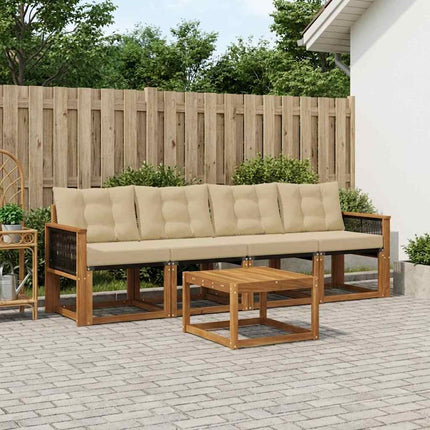 Utomhussoffset med kudde 5 pcs Naturlig och Beige