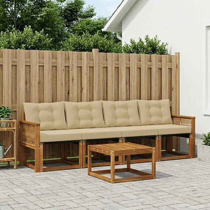 Utomhussoffset med kudde 5 pcs Naturlig och Beige