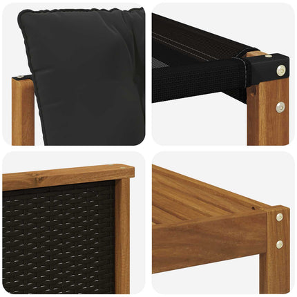 Utomhussoffset med kudde 6 pcs Naturlig och svart