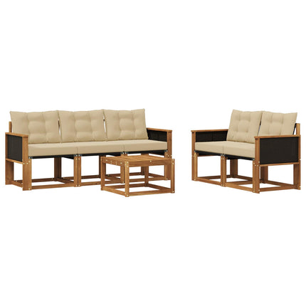 Utomhussoffset med kudde 6 pcs Naturlig och Beige