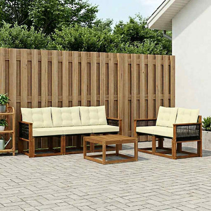 Utomhussoffset med kudde 6 pcs Naturlig och Grädde