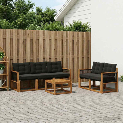 Utomhussoffset med kudde 6 pcs Naturlig och svart