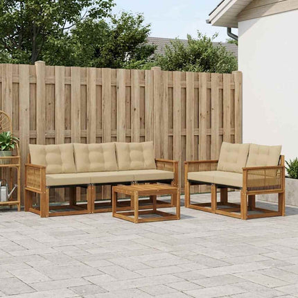 Utomhussoffset med kudde 6 pcs Naturlig och Beige
