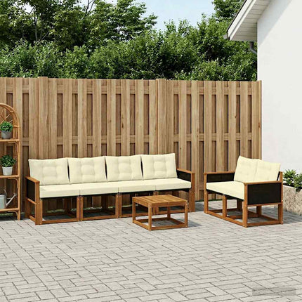 Utomhussoffset med kudde 7 pcs Naturlig och Grädde