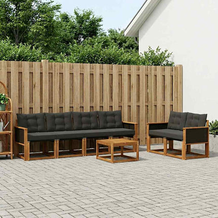 Utomhussoffset med kudde 7 pcs Naturlig och svart