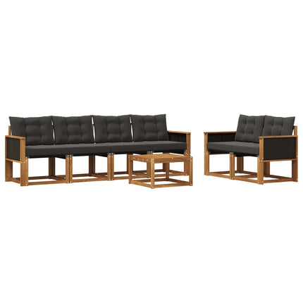 Utomhussoffset med kudde 7 pcs Naturlig och svart
