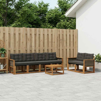 Utomhussoffset med kudde 7 pcs Naturlig och svart