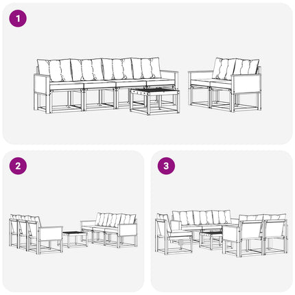 Utomhussoffset med kudde 7 pcs Naturlig och ljusgrå