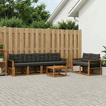 Utomhussoffset med kudde 7 pcs Naturlig och svart