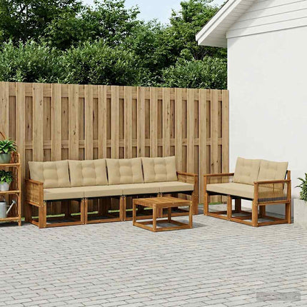 Utomhussoffset med kudde 7 pcs Naturlig och Beige