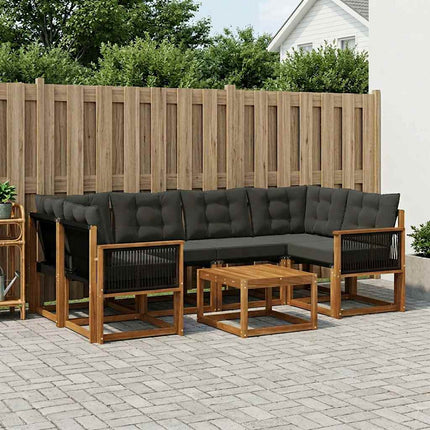 Utomhussoffset med kudde 7 pcs Naturlig och svart