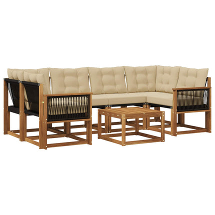 Utomhussoffset med kudde 7 pcs Naturlig och Beige