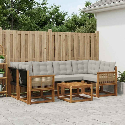 Utomhussoffset med kudde 7 pcs Naturlig och ljusgrå