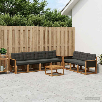 Utomhussoffset med kudde 8 pcs Naturlig och svart