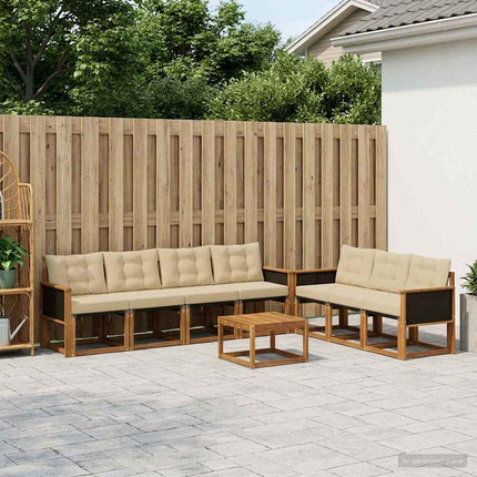Utomhussoffset med kudde 8 pcs Naturlig och Beige