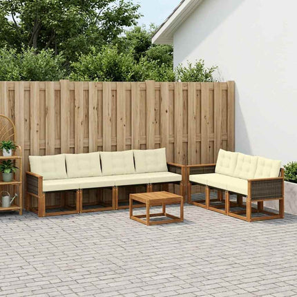 Utomhussoffset med kudde 8 pcs Naturlig och Grädde