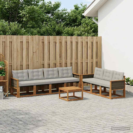 Utomhussoffset med kudde 8 pcs Naturlig och ljusgrå