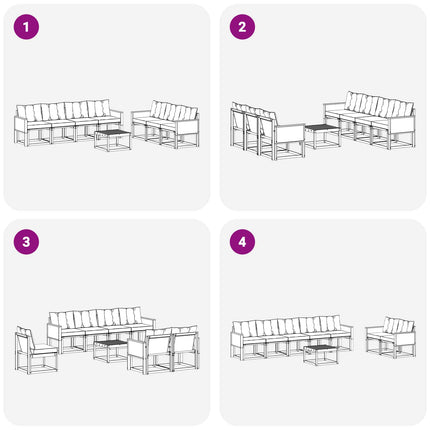 Utomhussoffset med kudde 8 pcs Naturlig och ljusgrå