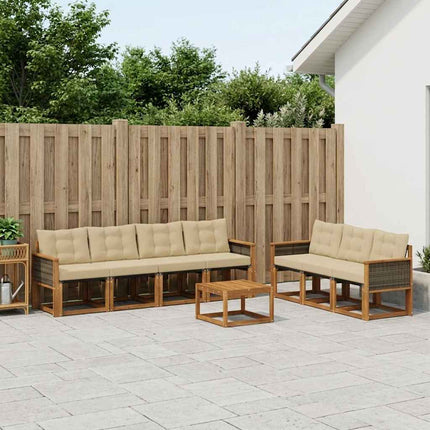 Utomhussoffset med kudde 8 pcs Naturlig och Beige