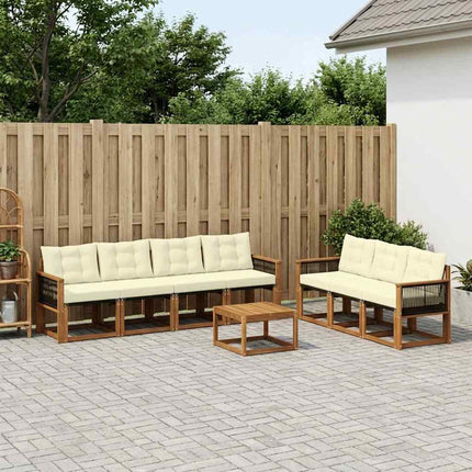 Utomhussoffset med kudde 8 pcs Naturlig och Grädde