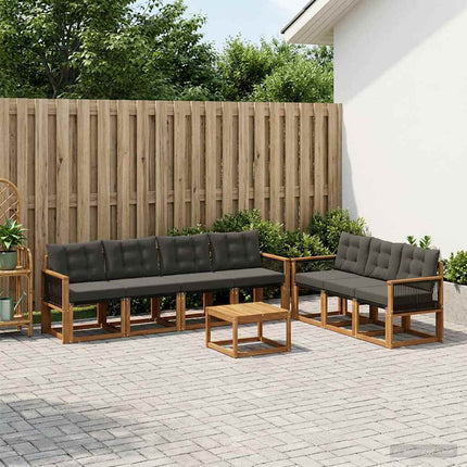 Utomhussoffset med kudde 8 pcs Naturlig och svart