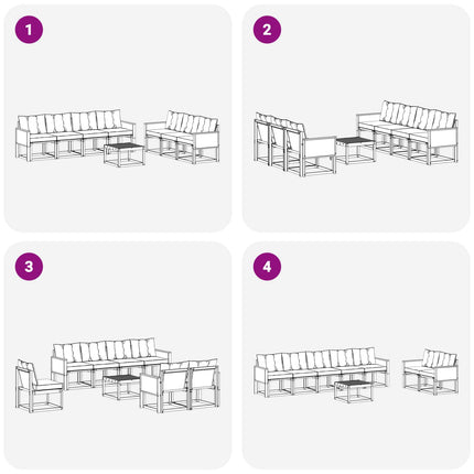 Utomhussoffset med kudde 8 pcs Naturlig och ljusgrå
