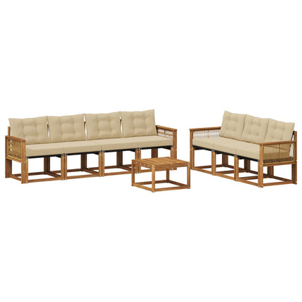 Utomhussoffset med kudde 8 pcs Naturlig och Beige