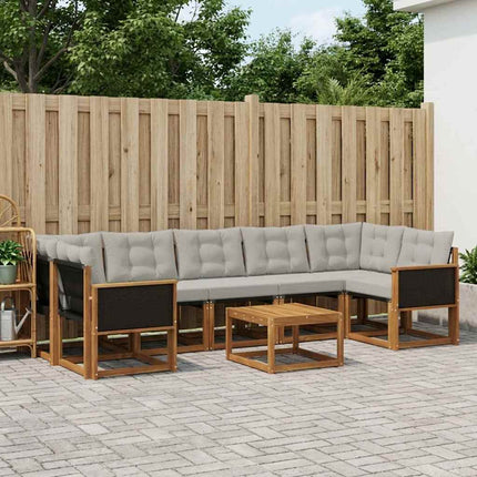 Utomhussoffset med kudde 8 pcs Naturlig och ljusgrå