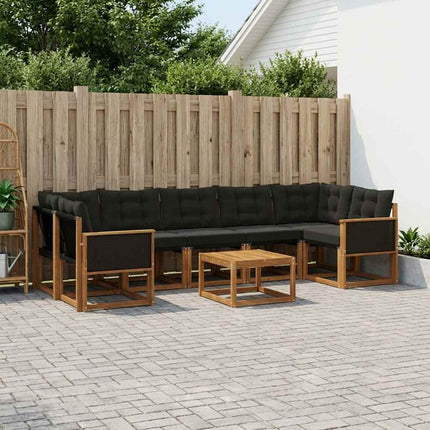 Utomhussoffset med kudde 8 pcs Naturlig och svart
