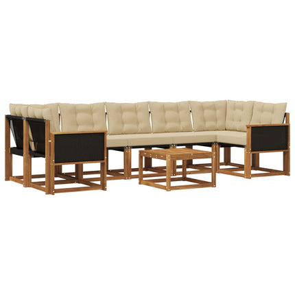 Utomhussoffset med kudde 8 pcs Naturlig och Beige