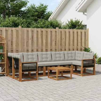 Utomhussoffset med kudde 8 pcs Naturlig och ljusgrå