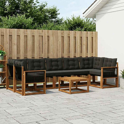 Utomhussoffset med kudde 8 pcs Naturlig och svart
