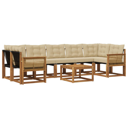 Utomhussoffset med kudde 8 pcs Naturlig och Beige